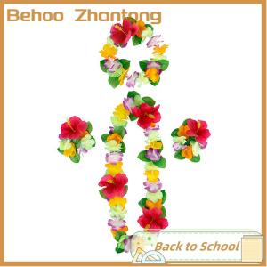 Behoo 4 cái bộ Hawaii Hoa Leis Vòng Hoa Vòng Hoa Vòng Hoa Cánh Hoa Headband Vòng Đeo Tay Bãi Biển Đảng Trang Trí Nội Thất Đám Cưới Mặc Quần Áo Phụ Kiện