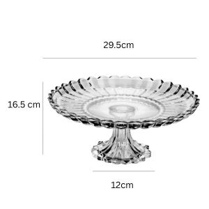 ASSORTED BEADED VINTAGE INSPIRED GLASS CLEAR CAKE STAND