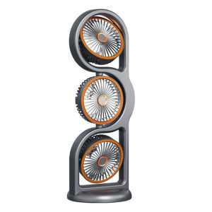 Portable Three-Head Fan Portable Oscillating Tower Fan 3-head Air Circulator Fan 5-Speed Wind USB Rechargeable for Study Bedroom Kitchen Living Room