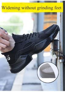 QINHUIZE Ultra-light soft bottom shoes mens summer breathable deodorant lightweight wear-resistant anti-smashing safety work site shoes steel head safety boots