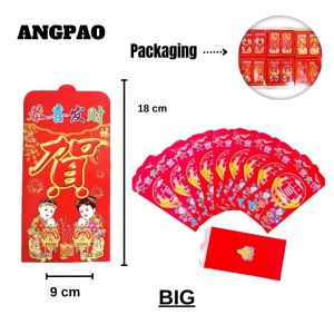 100pcs/Box Big and Small Lucky Angpao Chinese Red Pocket Angpao Money Envelope Ampao For Birthday Wedding Gift Giveaway