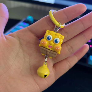 Amila móc khóa hoạt hình Spongebob dễ thương với mặt dây chuyền chuông hoàn hảo cho ba lô và túi xách