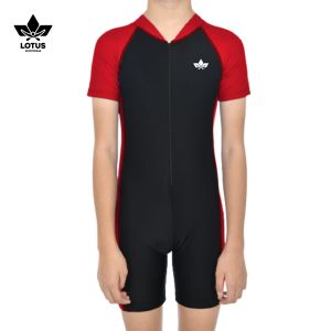 Baju Renang Anak Laki-laki Terusan Lengan Pendek Polos Anak SD Usia 6-12 Tahun