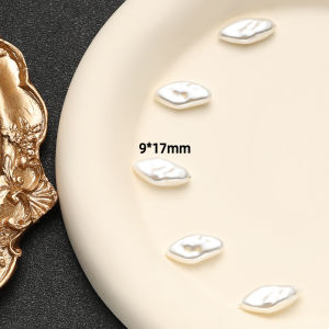 Baroque Rhombic Through Hole White Pearl Faux Pearl Beads DIY Jewelry Beaded Bracelet Necklace Accessories