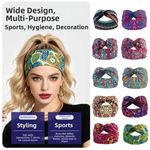 5MENLWE Sweat Absorbent Bohemian Yoga Elastic Headband 1025cm 10 Colors Sports Fitness Headband High Quality European Wash Face Headband
