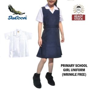 Falcon Primary School Girl Uniform Wrinkle Free White Blouse🔥Ready Stock🔥 Uniform Perempuan Sekolah Rendah 小学女生免烫白衣