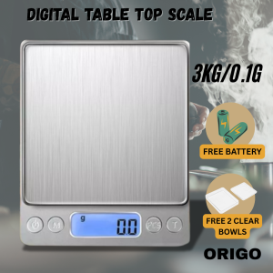 Penimbang Digital Dapur | Electronic Table Top Stainless Steel Food Kitchen Weighing Scale 3kg 0.1g
