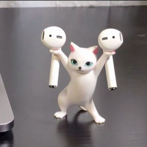 Wondering: Air-Pods Holder Cat Pen Holder Dancing Cat Headset Bluetooth Holder Decoration Cute Toy Desktop Office Decoration Creative Birthday Gift For PVC Handmade Decoration Earphone Headphone Stand Rack