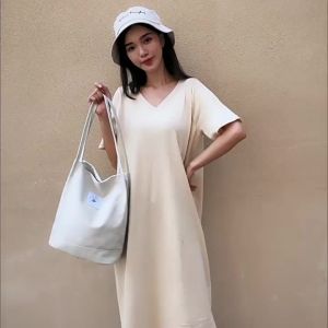 New vintage-style canvas bag simple and unique bucket bag for women single-shoulder handbag womens canvas bag factory
