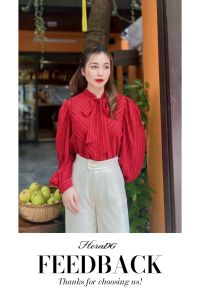 [Voucher 15% MOV 199K cap 100K Áo sơ dài tay HeraDG thiết kế kiểu áo tay bồng cổ thắt nơ thanh lịch chất liệu Recycle bảo vệ môi trường SAKBD1012