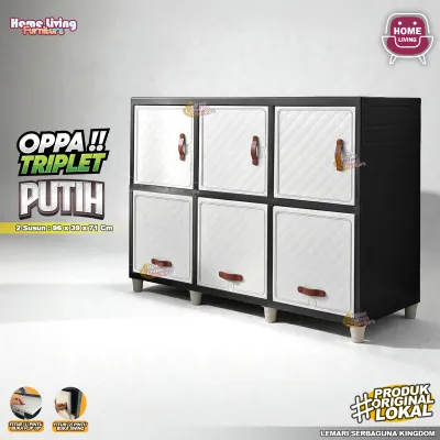 LEMARI PLASTIK VIRUS KINGDOM 4 SUSUN LEMARI PAKAIAN MINIMALIS CABINET SERBAGUNA - CREAM