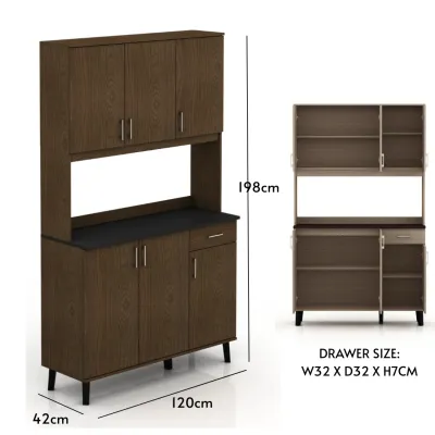Furniture Direct MINATO 120cm Kitchen Cabinet-Wenge
