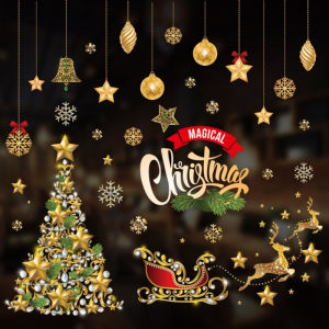 Snowflake Snowman Reindeer Window Sticker Merry Christmas Wall Window Stickers Elk Santa Claus Window Clings Decal