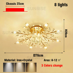 LED crystal chandelier indoor decorative living room lamp bedroom ceiling light bulb replaceable