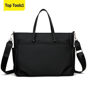 Women Nylon Laptop Shoulder Bag Large Capacity Messenger Purse with Adjustable Strap Solid Color for Travel Shopping Daily Use