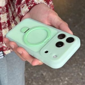 Fashion Candy Jelly Bracket For Magsafe Ring Stand Case For IPhone 17 16 15 14 13 Pro Max Frosted Bright Color Silicone Cover