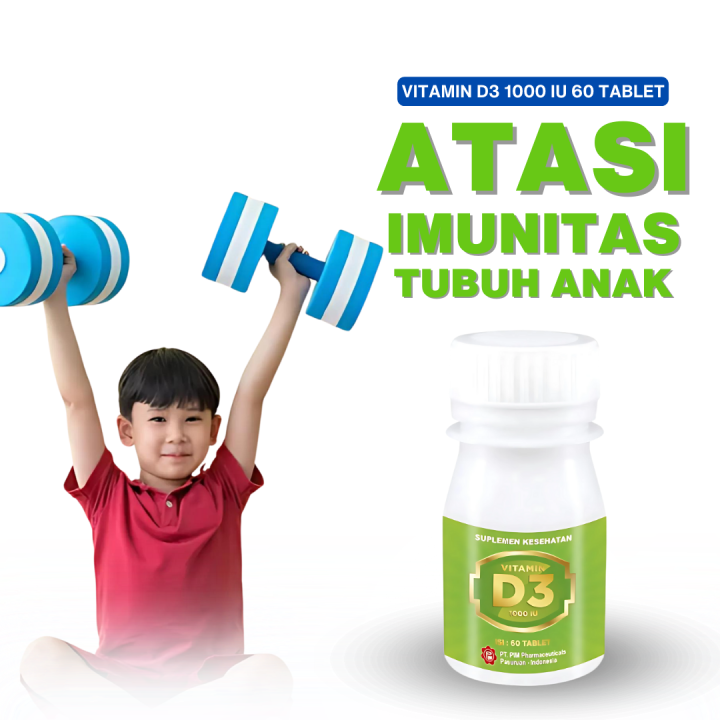 Vitamin D3 1000 IU - Vit D3 1000iu 60 Tablet Pim Untuk Imunitas Tubuh Anak dan Orang Dewasa