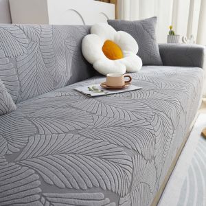 NOONOR หนาขึ้น ผ้าคลุมโซฟาแบบยืดหยุ่น พร้อมปลอกหมอน 2/3/4 ที่นั่ง ปลอกหมอนอิง ปรับได้ ลายใบไม้ขนาดใหญ่ ผ้าคลุมเก้าอี้ สำหรับห้องนั่งเล่น