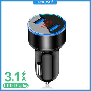 BOKEWU 3.1A LED Display Dual USB Car Charger Universal Mobile Phone Fast Charging Car Charger Adapter