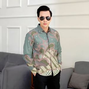 Baju Batik Pria Lengan panjang Motif Terbaru reguler