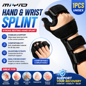 MIYIO Functional Resting Hand Splint for Flexion Contractures - Stroke Hand Brace Corrective Supportive Brace for Correction Comfort & Pain Relief