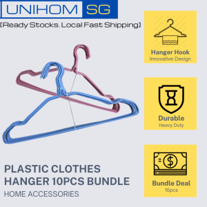 UnihomSG [ReadyStock]bundle of 2 metal hanger Plastic wrapped Clothes Hanger 10PCS Bundle