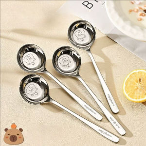 YESPERY 4Pcs Cartoon Capybara Spoons Kids Feeding Spoon Child Cutlery Flatware Stainless Steel Spoon Kitchen Dinnerware