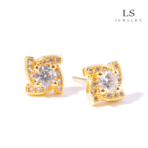 LS ต่างหูทอง 18k ง่ายต่างหูเพชรผู้หญิง 429e