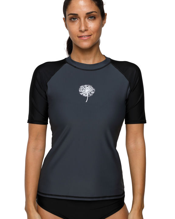 Charmo Women Long Sleeve Front Zipper Rash Guard Shirt Swimsuit ...