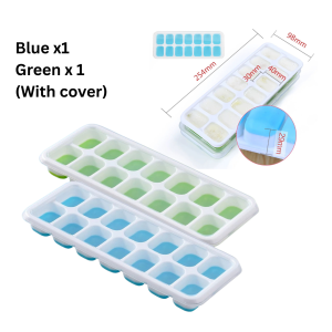 Ice Cube Silicone Tray with Cover Lid Baby Puree Freezer Trays Stackable Food Storage Container Food Grade KH004