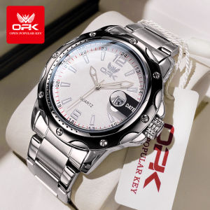 OPK watch for mens brand new and genuine relo for men waterproof calendar simple and trendy dial design quartz stainless steel fashionable and business luminous Men Sports Watches