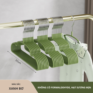 Set 5 mắc treo quần áo trẻ em chất liệu thép không gỉ nhúng PVC cao cấp chống trượt vai có gờ treo áo váy MT30
