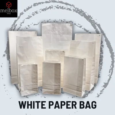 [50 pcs] White Paper Supot Take Out Bag Disposable Supot - Size 1 2 4 6 8 10 12 16