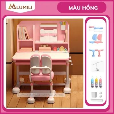 bàn học cho bé lumili R22+ bàn học sinh nâng hạ tay quay bàn học chống gù kích thước 80cm bàn học thông minh trẻ em