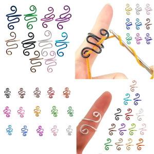 10/14/15 Pcs Crochet Rings Adjustable Yarn Tension Rings Snake Shape Knitting Looped Open Finger Rings for Mother