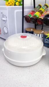 KL Microwave Steamer Heating Steamer for Home Kitchen New Microwave Plastic Oven Steamer Heat-resisting Range -20 ° C to 130 ° C White ( Round&square)