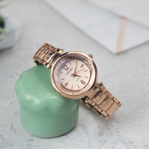 Jam tangan Wanita Linary happy mata tali rantai analog original