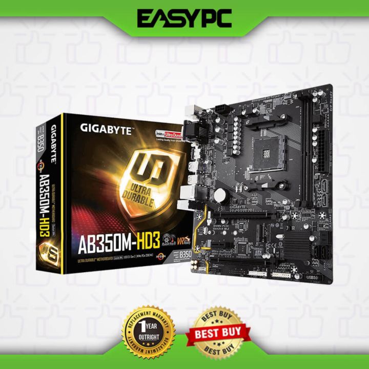 Gigabyte GA-AB350M-HD3 Motherboard Socket Am4 Pcie Ddr4 Giga byte