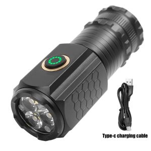 โคมไฟตั้งแคมป์กันน้ำอลูมิเนียม18650 LED 3ดวงหลอดไฟฉุกเฉินชาร์จได้แบบพกพา Type-C ใช้ใน