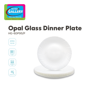 Home Gallery Opal Glass Dinner Plate 9.5 inches | 100% Food Grade Material | BPA Free | Freezer & Microwave Safe | Dishwasher Safe
