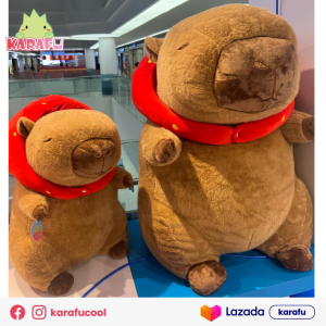 READY STOCK! Plushie Softoy 55cm 90cm Capybara with Strawberry Hat Cute Huggable Birthday Present Gift Idea