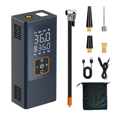 Pompa Ban Motor Elektrik 140 PSI 4 Mode LED Lampu Tahan Daya Dual Power USB TypeC Portabel Kabel Rokok 3m