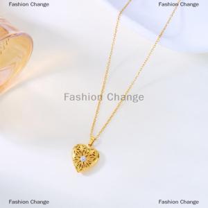 [COD] Fashion Change Stainless Steel Openable Locket Pendant Necklace For Women Photo Box Heart Charm Chain Zircon Collar Jewelry Family Lover Gift