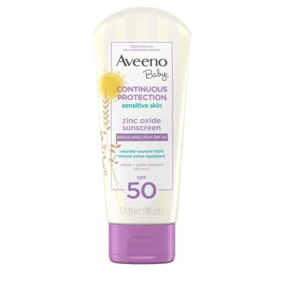 [ iiMONO ] Aveeno Baby Kids Continuous Protection Zinc Oxide Mineral Sunscreen Lotion | Stick Broad Spectrum SPF 50