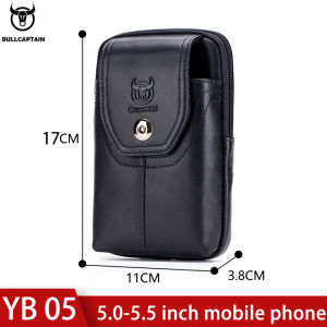 BULLCAPTAIN Mens Leather Belt Waist Bag Fanny Pack Molle Small Money Phone Storage Bag Bum Pouch Purse