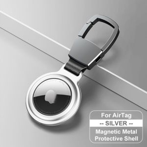 Airtag Holder for Apple AirTag with Keychain Air Tag Case Metal Bumper Sleeve Antilost Device AirTag Key Ring Cases Tags Chain GPS Item Finders Accessories