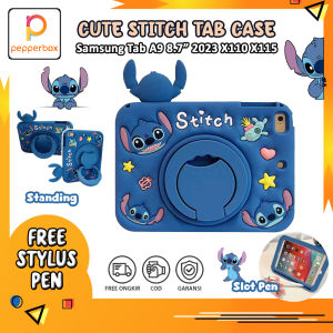 Softcase Samsung Tab A9 8.7 Inch 2023 X110 X115 Anak Casing Stitch Standing Cover Kids Biru Lilo Kesing Karakter Case Blue Lucu Cute Cowok Cewek Skin Pelindung Tablet