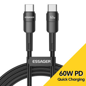 Essager 100W/60w USB Type C To Type-C USB C Cable USB-C PD Fast Charging Charger Wire Cord For iPhone16 15 Macbook Samsung Huawei Xiaomi vivo Type-C USBC Cable