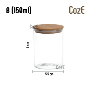 CozE Borosilicate Glass Kitchen Storage Square Round Bottle Bamboo Lids Storage Jar Food Container