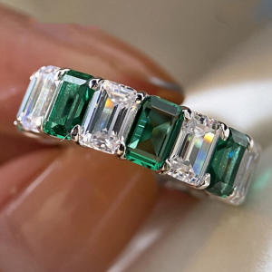 5 Ct Radiant Cut Eternity Band 925 Sterling Silver Top Russian CZ Moissanite Simulant Sz 6-10